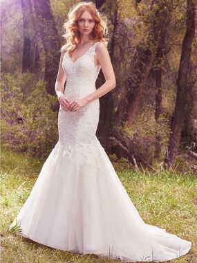 Maggie Sottero Chardonay Ivory Lace Mermaid Wedding Dress Size 6 Nwt